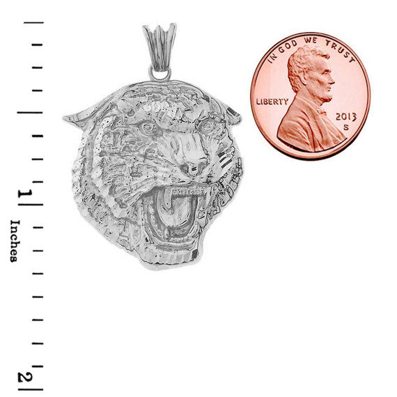 .925 Sterling Silver Bold Jaguar Statement Pendant Necklace