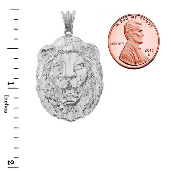 .925 Sterling Silver Bold Lion Statement Pendant Necklace(Large)