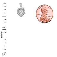 Gold Cubic Zirconia Heart 15 Años Quinceañera Pendant Necklace(Available in Yellow/Rose/White)