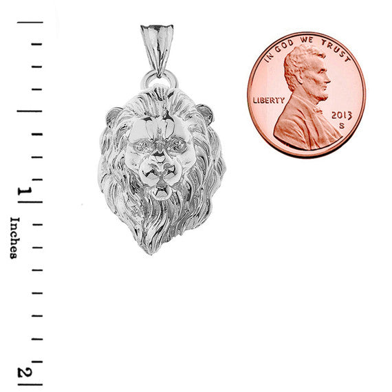 Solid Gold Lion Head Pendant Necklace In (Yellow/Rose/White)
