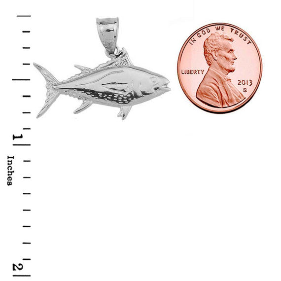 .925 Sterling Silver Yellowfin Tuna Fish Pendant