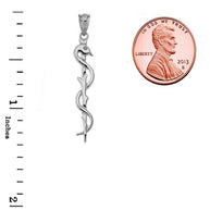 Asclepius Medicine Symbol Pendant Necklace in Sterling Silver