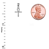 Solid Gold Mini Diamond Ankh Cross Pendant Necklace(Available in Yellow/Rose/White Gold)