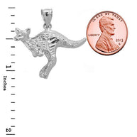 Sterling Silver Diamond Cut Kangaroo Pendant