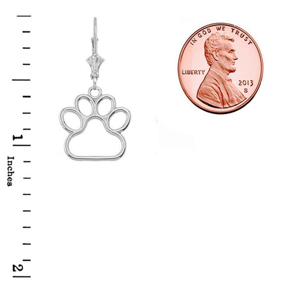 Dainty Dog Paw Print LeverBack Earring In Sterling Silver (Medium)