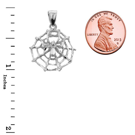 Sterling Silver Spider Web Charm Pendant Necklace