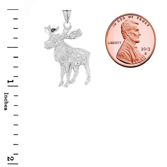Moose Pendant Necklace In Sterling Silver