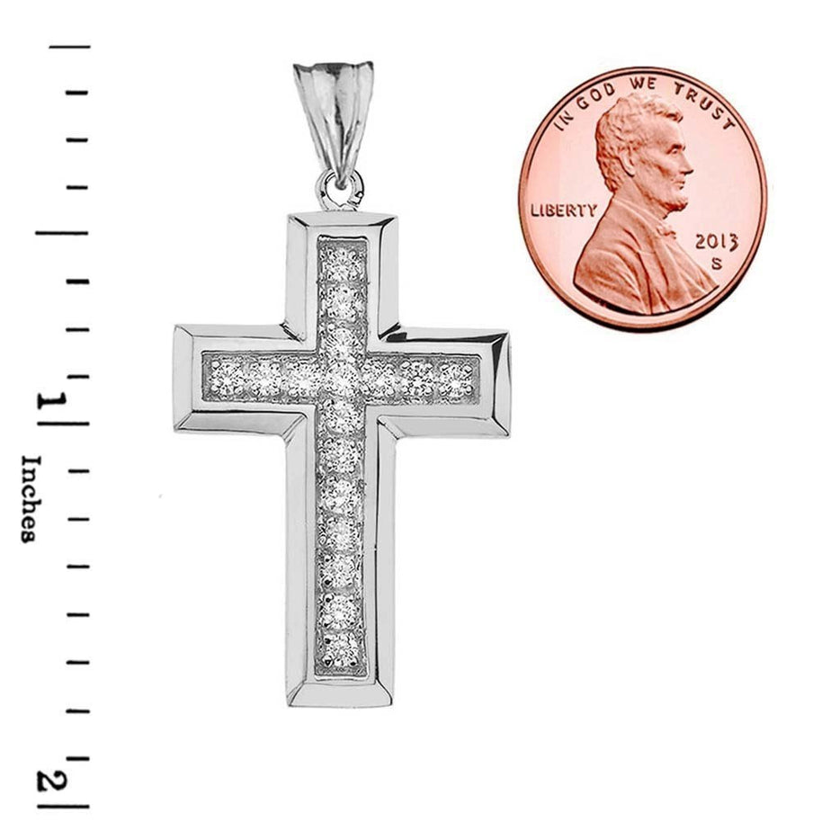 Solid Gold Designer Bold Diamond Cross (Available in Yellow/Rose/White Gold)
