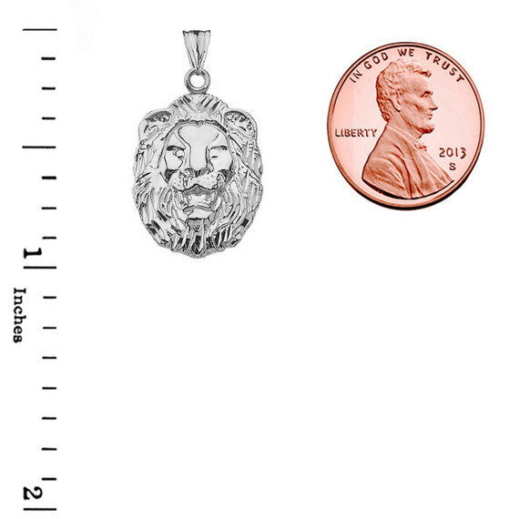Gold Diamond Cut Lion Pendant Necklace (Available in Yellow/Rose/White Gold)