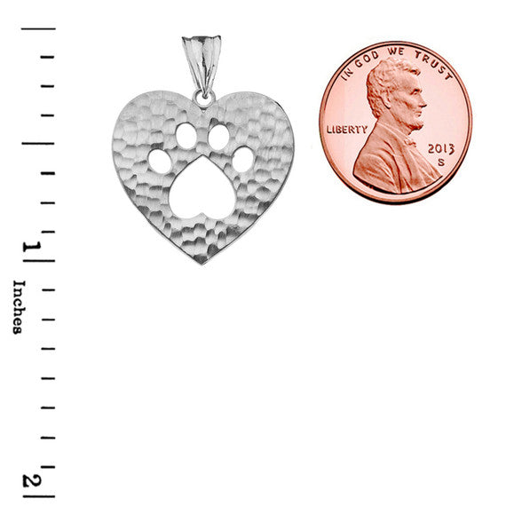 Cut-Out Paw Print in Heart Pendant Necklace in Sterling Silver