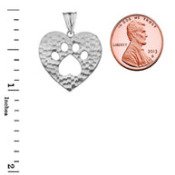 Cut-Out Paw Print in Heart Pendant Necklace in Sterling Silver