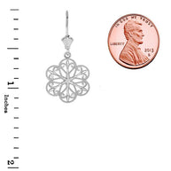 .925 Sterling Silver Milgrain Filigree Flower Leverback Earrings
