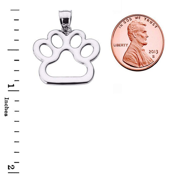 Sterling Silver Dog Paw Print Pendant Necklace