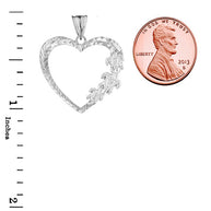 Hawaiian Honu Turtles Heart Pendant Necklace in Sterling Silver