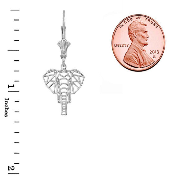 Sterling Silver Origami Elephant Leverback Earrings