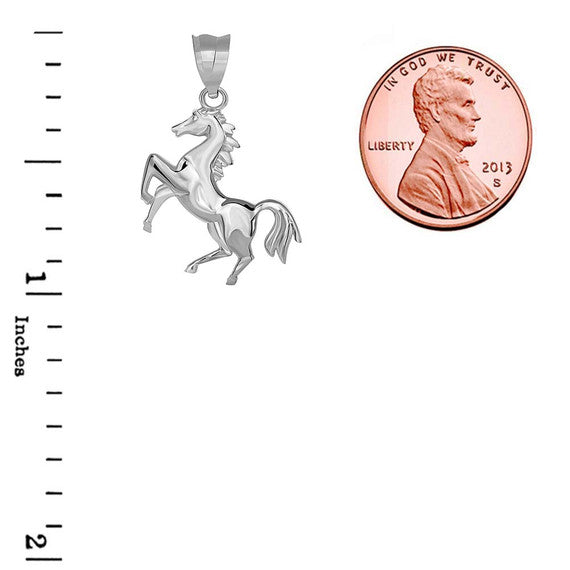 .925 Sterling Silver Horse Stallion Pendant Necklace
