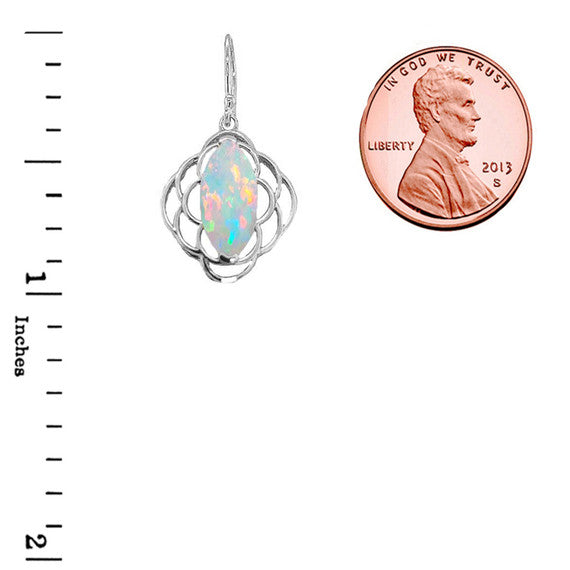 Sterling Silver Simulated Opal Open Work Earring