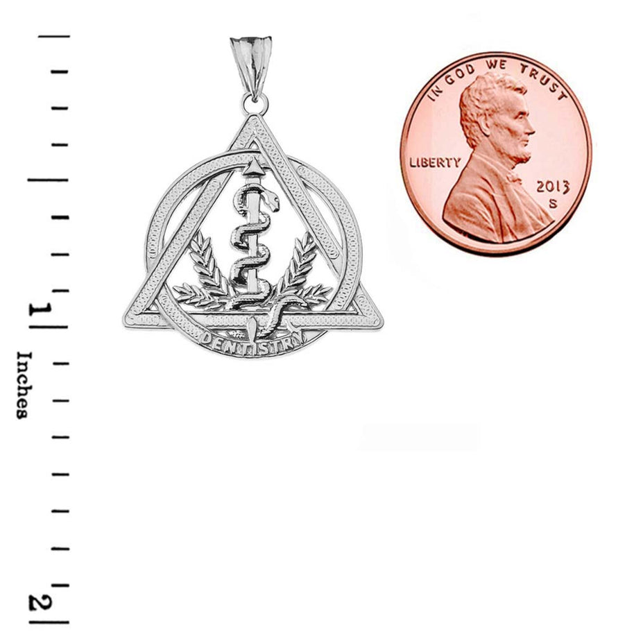 Dentistry Symbol Pendant Necklace in Sterling Silver