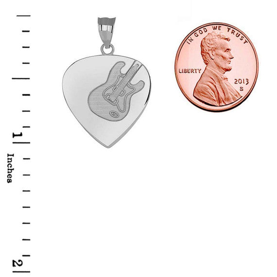 925 Sterling Silver Guitar Pick Pendant Necklace