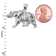 Sterling Silver Diamond Cut Bear Pendant