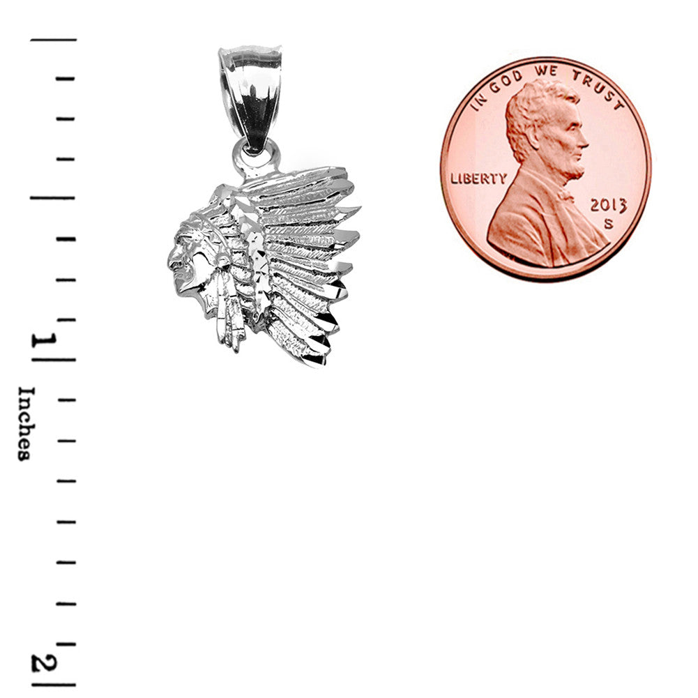 Sterling Silver Native American Indian Head Pendant Necklace
