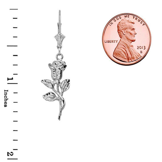 Sparkle Cut Rose Leverback Earrings in Sterling Silver