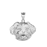 Pomeranian Dog Head Pendant Necklace in Sterling Silver