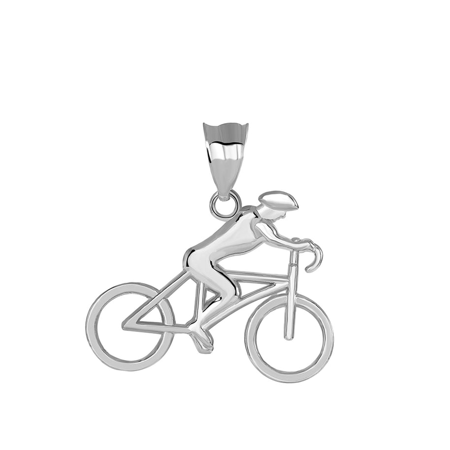Gold Cyclist Sports Pendant Necklace (Available in Yellow/Rose/White Gold)