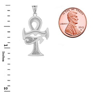 .925 Sterling Silver Egyptian Ankh Cross Eye of Horus Pendant Necklace