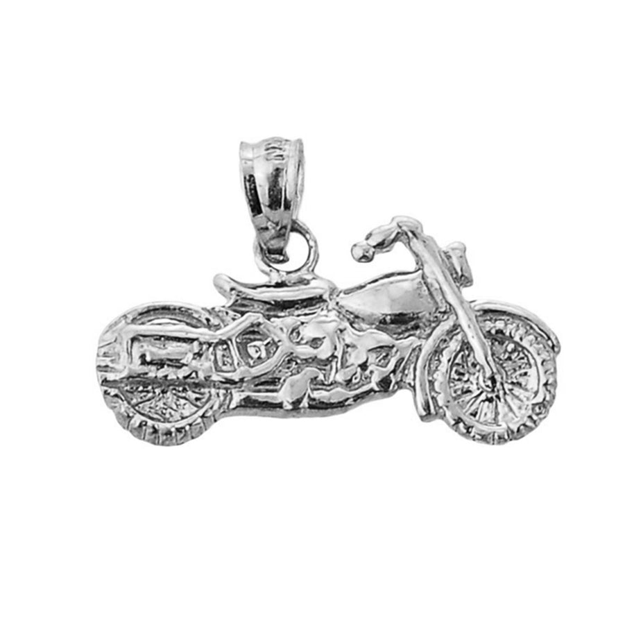 Sterling Silver Motorcycle Charm Pendant Necklace