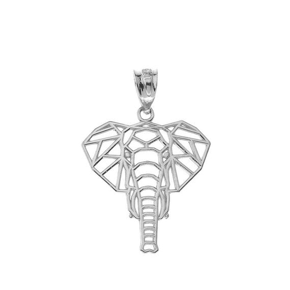 Origami Elephant Pendant Necklace in Sterling Silver