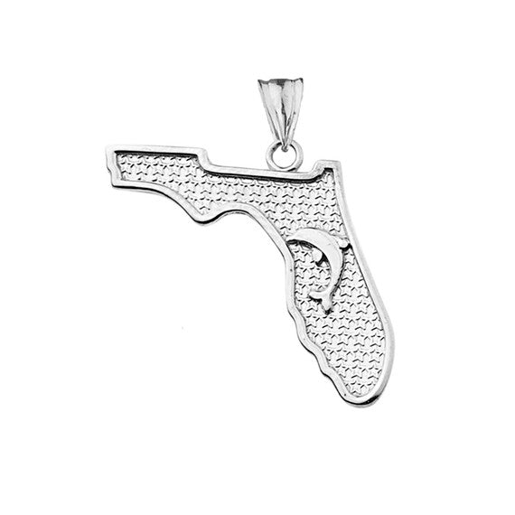 BottleNose Dolphins Florida Pendant Necklace in Sterling Silver