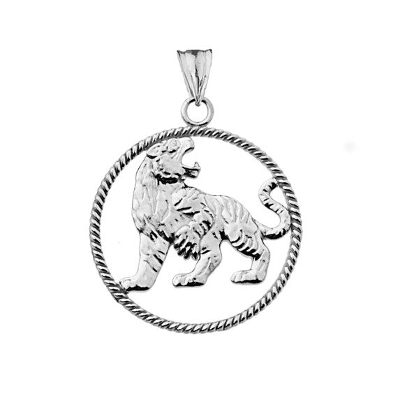 Lion Rope Pendant Necklace in Sterling Silver
