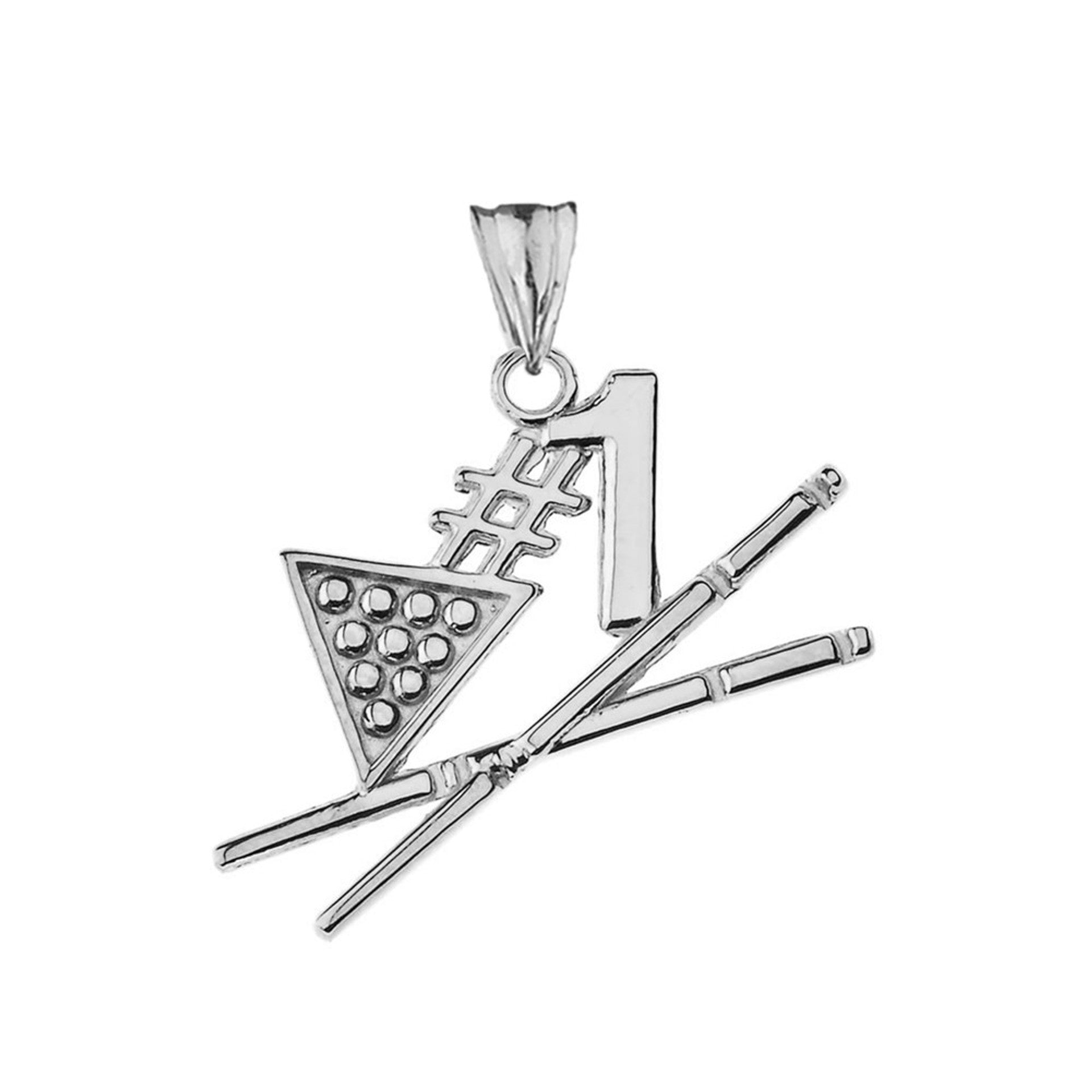 Solid Gold #1 Billiards Player Pendant Necklace (Available in Yellow/Rose/White Gold)