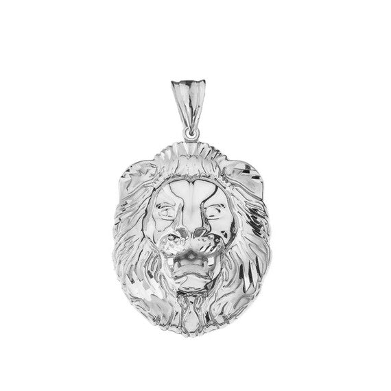 Gold Bold Lion Statement Pendant Necklace (Large) (Available in Yellow/Rose/White Gold)