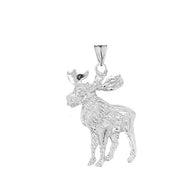 Moose Pendant Necklace In Sterling Silver