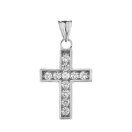 Gold Cubic Zirconia Cross Religious Pendant Necklace (Available in Yellow/Rose/White Gold)