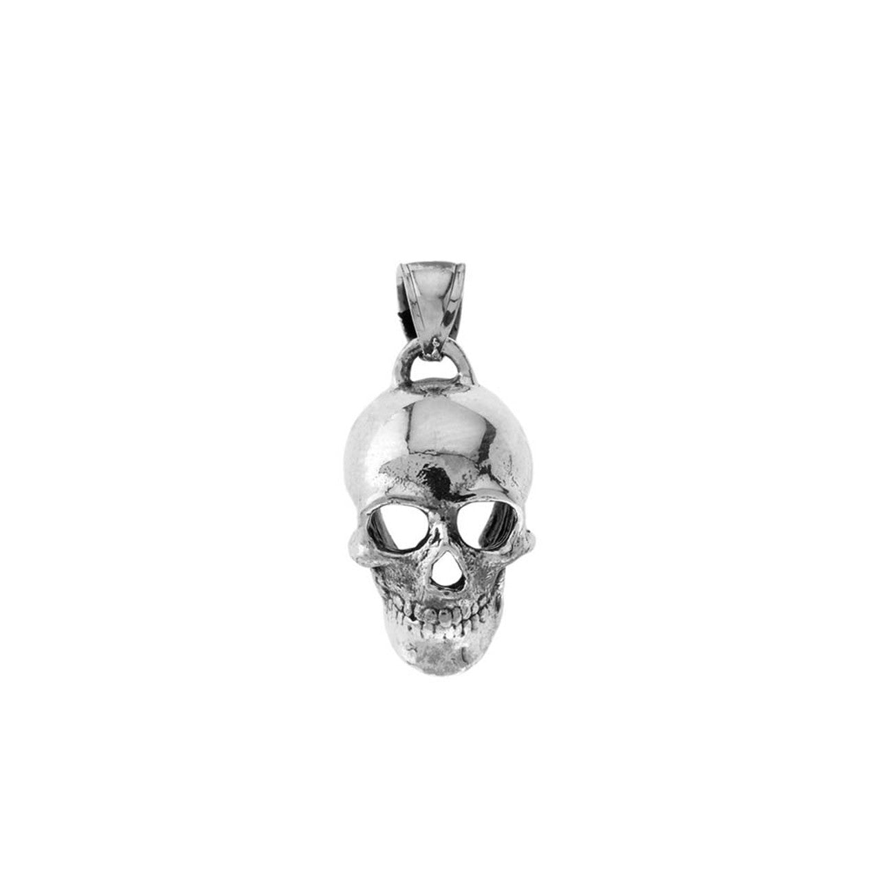 Classic Skull Pendant Necklace in Sterling Silver