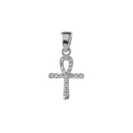 Solid Gold Mini Diamond Ankh Cross Pendant Necklace(Available in Yellow/Rose/White Gold)