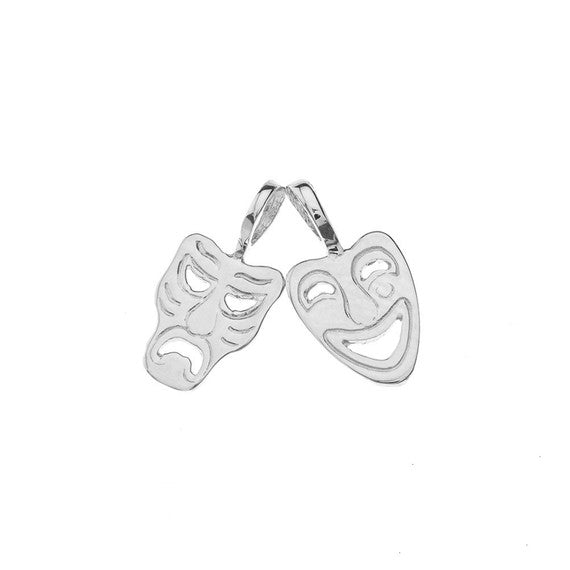 Sterling Silver Comedy & Tragedy Masks (Sock & Buskin) Pendant Necklace