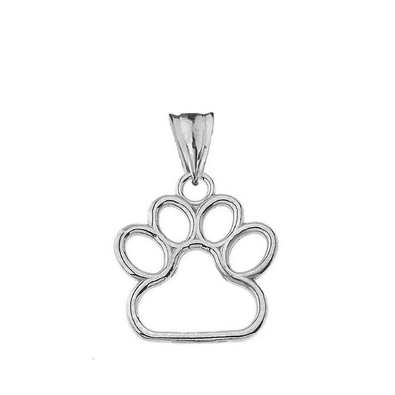 Dainty Dog Paw Print Pendant Necklace In Sterling Silver (0.66'')
