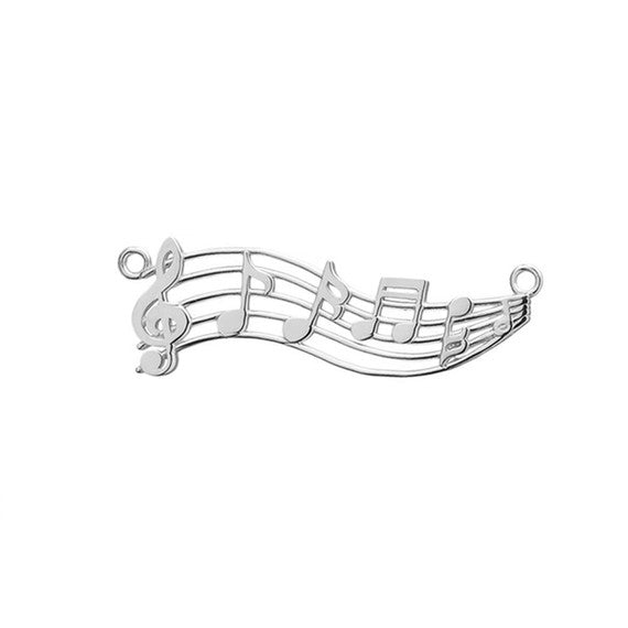 Horizontal Musical Notes Necklace in Sterling Silver