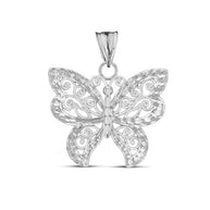 Filigree Butterfly Pendant Necklace in Sterling Silver
