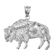 Sterling Silver Diamond Cut Bison Pendant