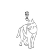 Wolf Cut Out Pendant Necklace in Sterling Silver