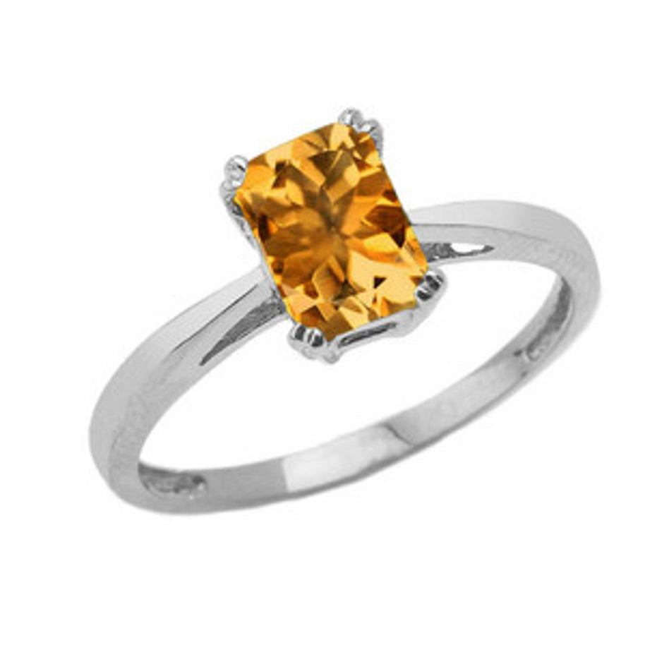 .925 Sterling Silver 1ct Personalized Lab Created Emerald Cut Birthstone Ring