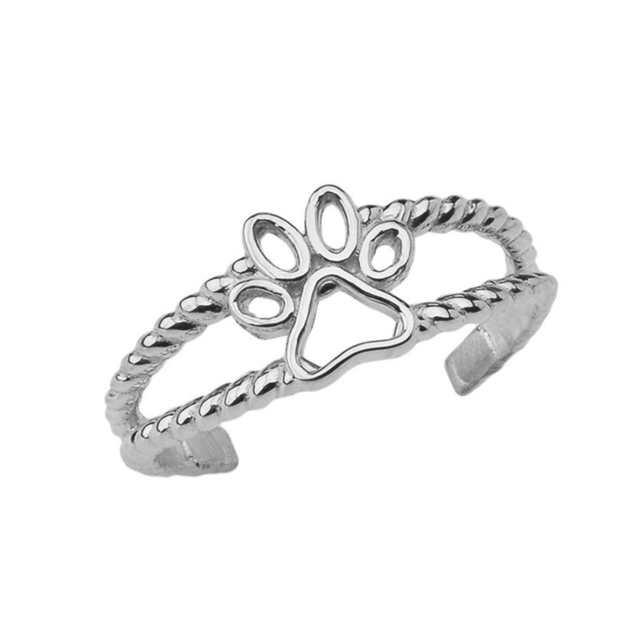Dog Paw Rope Toe Ring in Sterling Silver