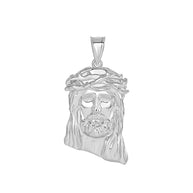 .925 Sterling Silver Jesus Christ Head Pendant Necklace (1.2