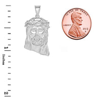 .925 Sterling Silver Jesus Christ Head Pendant Necklace (1.2