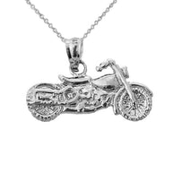 Sterling Silver Motorcycle Charm Pendant Necklace